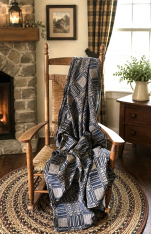 WINDHAM NAVY/TAN THROW *NEW*